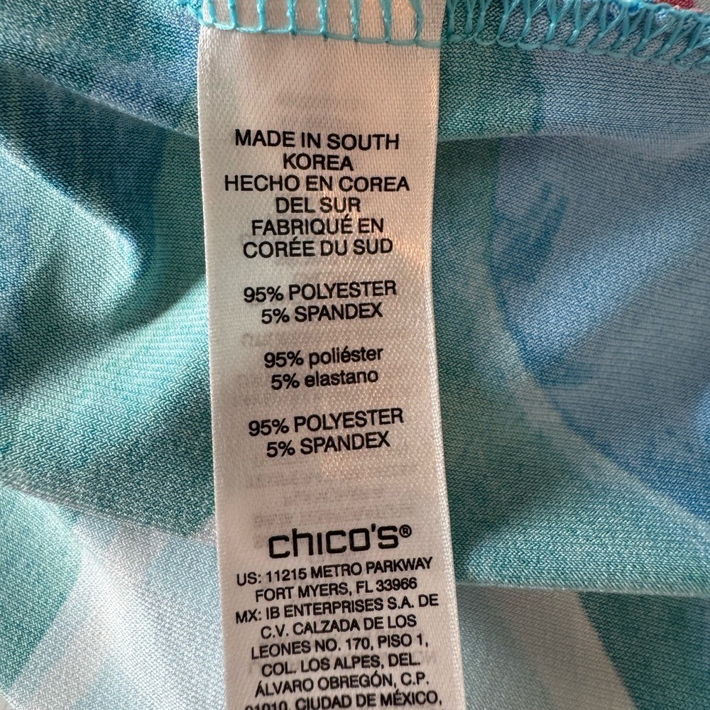 Chicos Floral Midi Dress Large Beachy Coastal Blue Resort Vacation Euro Summer - Picture 6 of 7